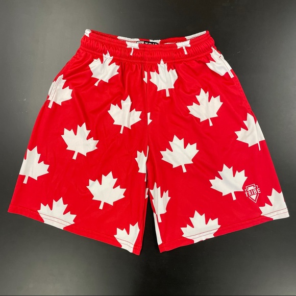 Tribe Canada Lacrosse Shorts Mens Small Maple Leafs Lax Canadian Red White Fall - Picture 1 of 3